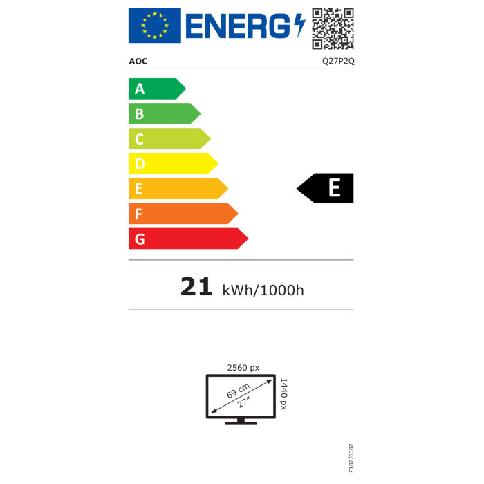 Monitor AOC Q27P2Q,  27", IPS, QHD, 75Hz, 4ms, VGA, HDMI, DP, pivot Monitor AOC Q27P2Q,  27", IPS, QHD, 75Hz, 4ms, VGA, HDMI, DP, pivot