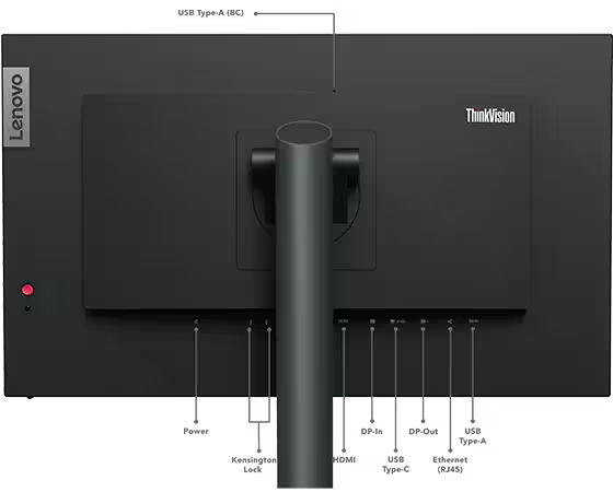Monitor LENOVO ThinkVision P24h-30, 24", QHD, 60Hz, 4ms, HDMI, DP