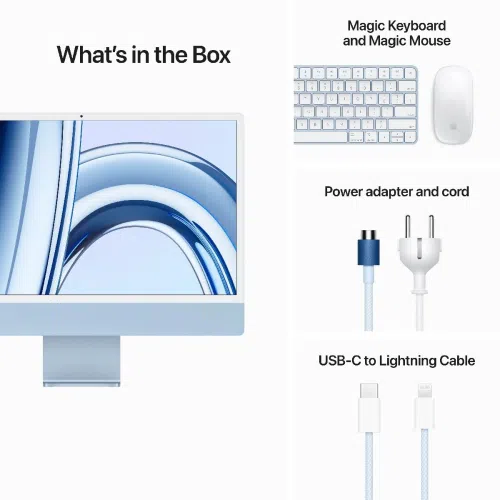 Stolno računalo APPLE iMac 24" (2023) 4.5K M3 8C/10G 8/256GB, Blue, IT KB (MQRQ3)