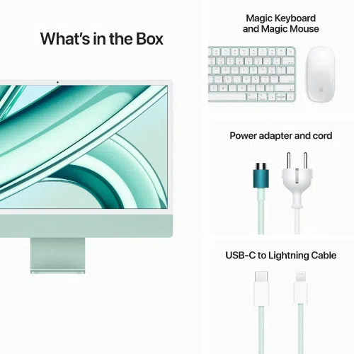 Stolno računalo APPLE iMac 24" (2023) 4.5K M3 8C/10G 8/256GB, Green, IT KB (MQRN3)