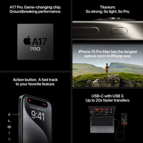 Mobitel APPLE iPhone 15 PRO MAX 256GB, 6.7", Black Titanium (crni)