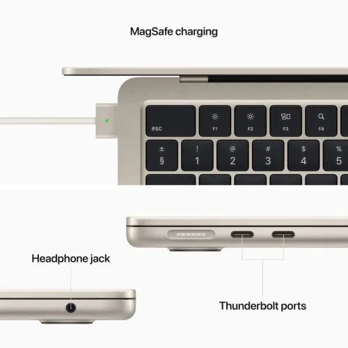 Laptop APPLE MacBook Air (2024) 13.6", M2 8C/8G 16GB/256GB, Starlight, IT KB (MC7W4)
