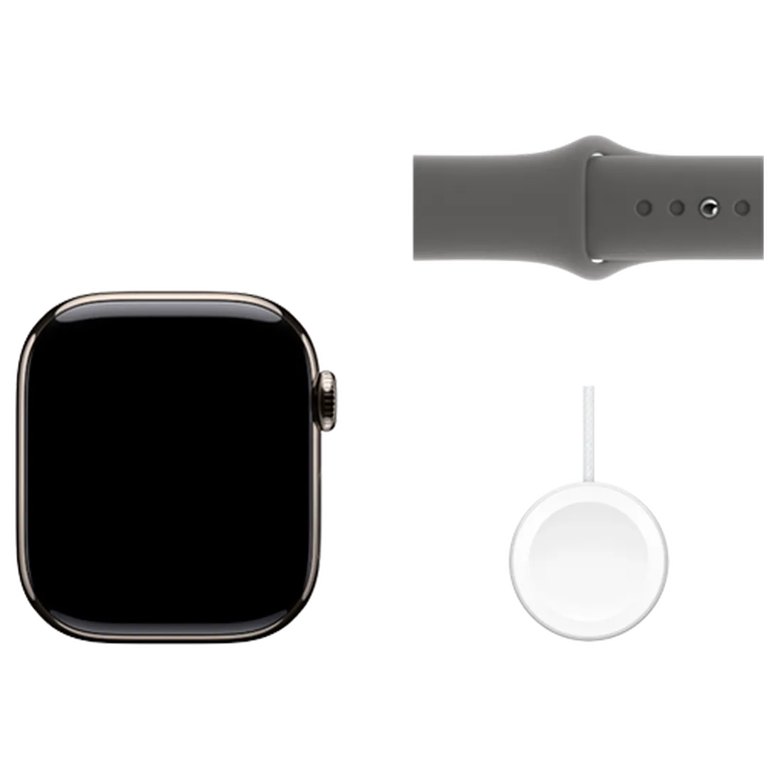 Pametni sat APPLE Watch S10 4G 42mm Natural Titanium, Grey Rubber Strap M/L (MWXE3QF/A)