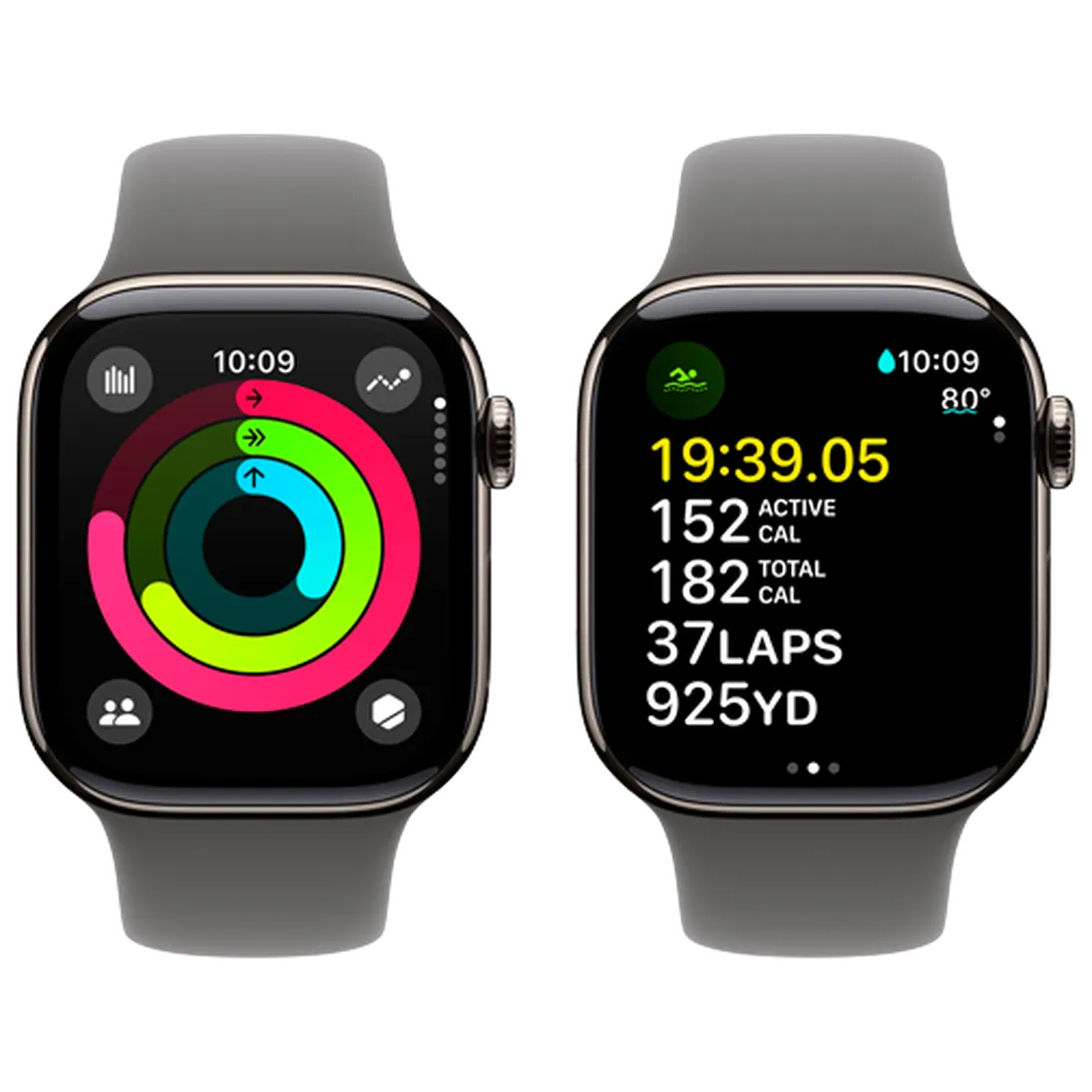 Pametni sat APPLE Watch S10 4G 42mm Natural Titanium, Grey Rubber Strap M/L (MWXE3QF/A)