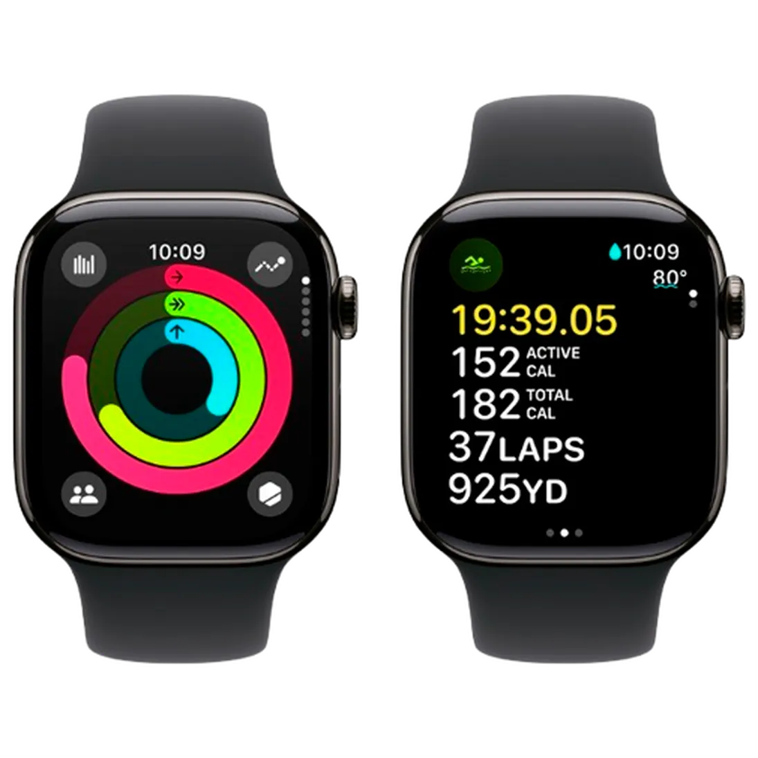 Pametni sat APPLE Watch S10 4G 42mm Slate Titanium, Black Rubber Strap S/M (MWXG3QF/A)