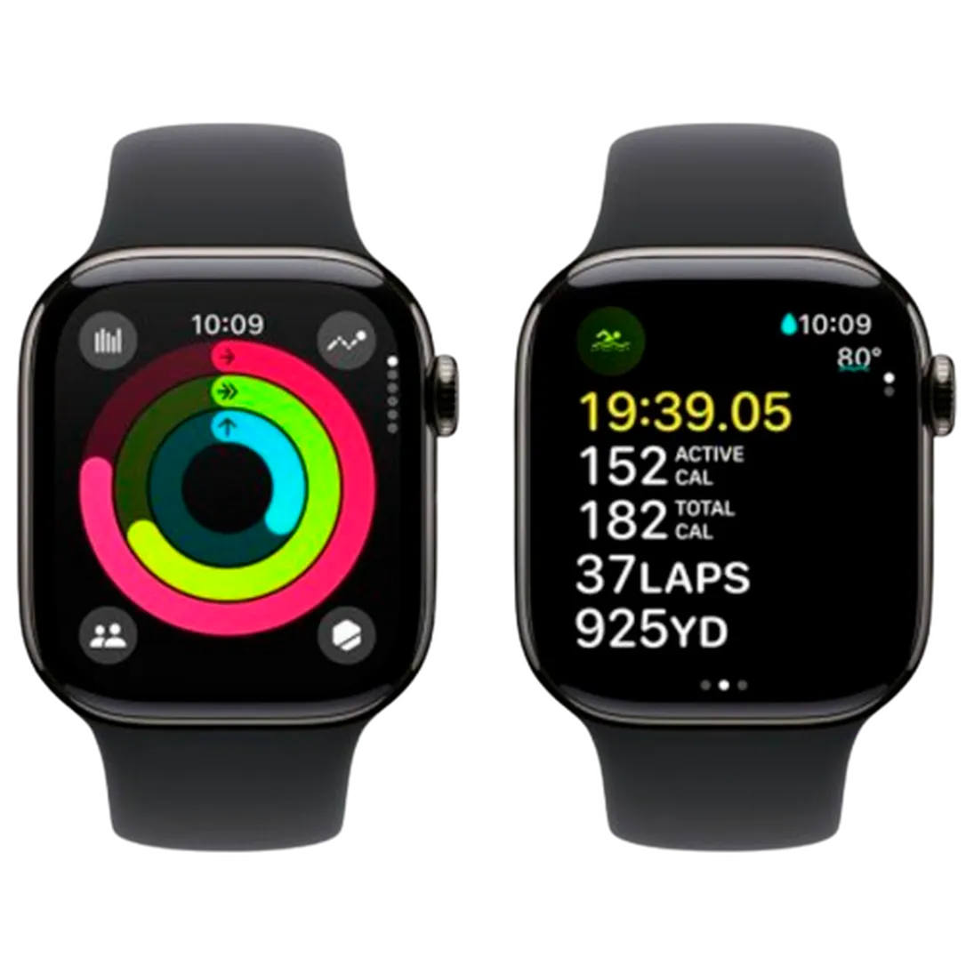 Pametni sat APPLE Watch S10 4G 46mm Slate Titanium, Black Rubber Strap S/M (MWYD3QF/A)