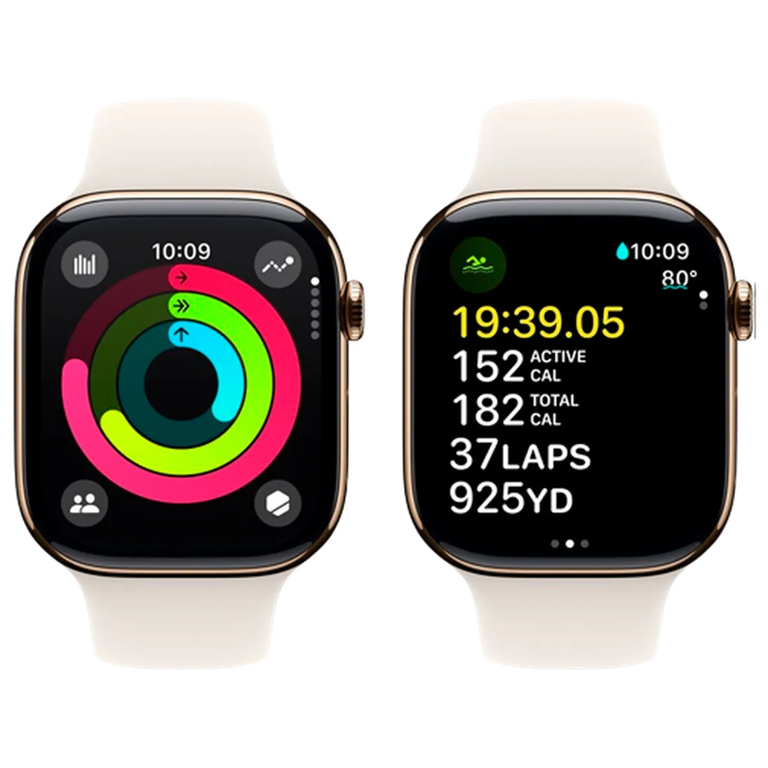 Pametni sat APPLE Watch S10 4G 46mm Gold Titanium, Beige Rubber Strap S/M (MWYX3QF/A)