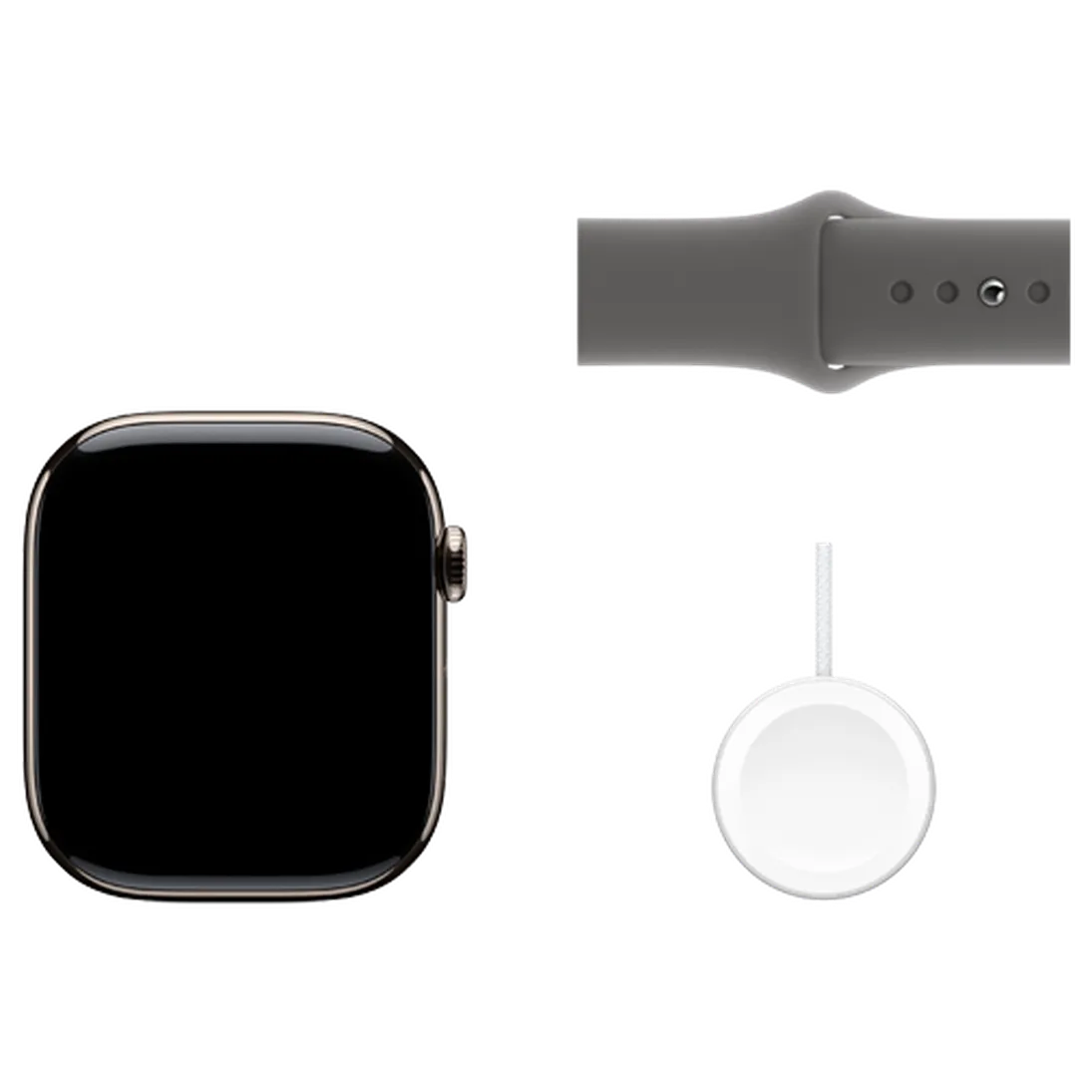 Pametni sat APPLE Watch S10 4G 46mm Natural Titanium, Grey Rubber Strap M/L (MWYA3QF/A)