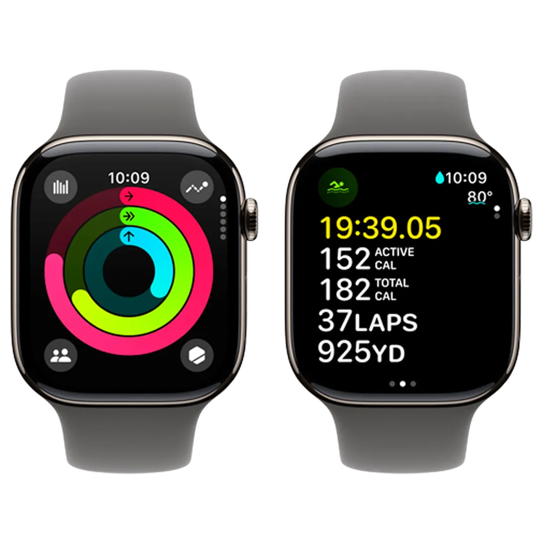 Pametni sat APPLE Watch S10 4G 46mm Natural Titanium, Grey Rubber Strap S/M (MWY93QF/A)