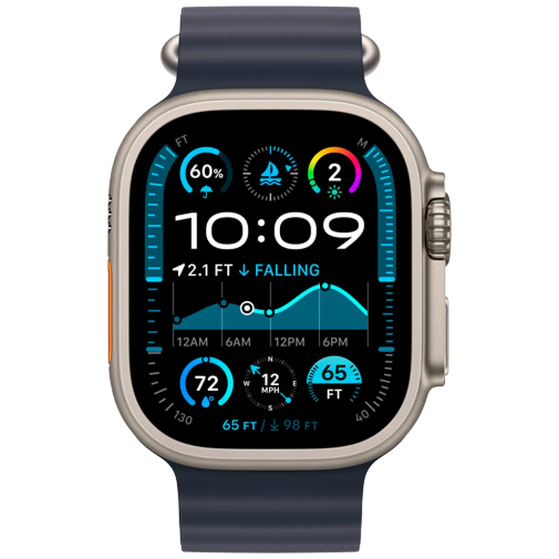 Pametni sat APPLE Watch Ultra 2 Titanium, Dark Blue Rubber Strap (MX4D3NF/A)