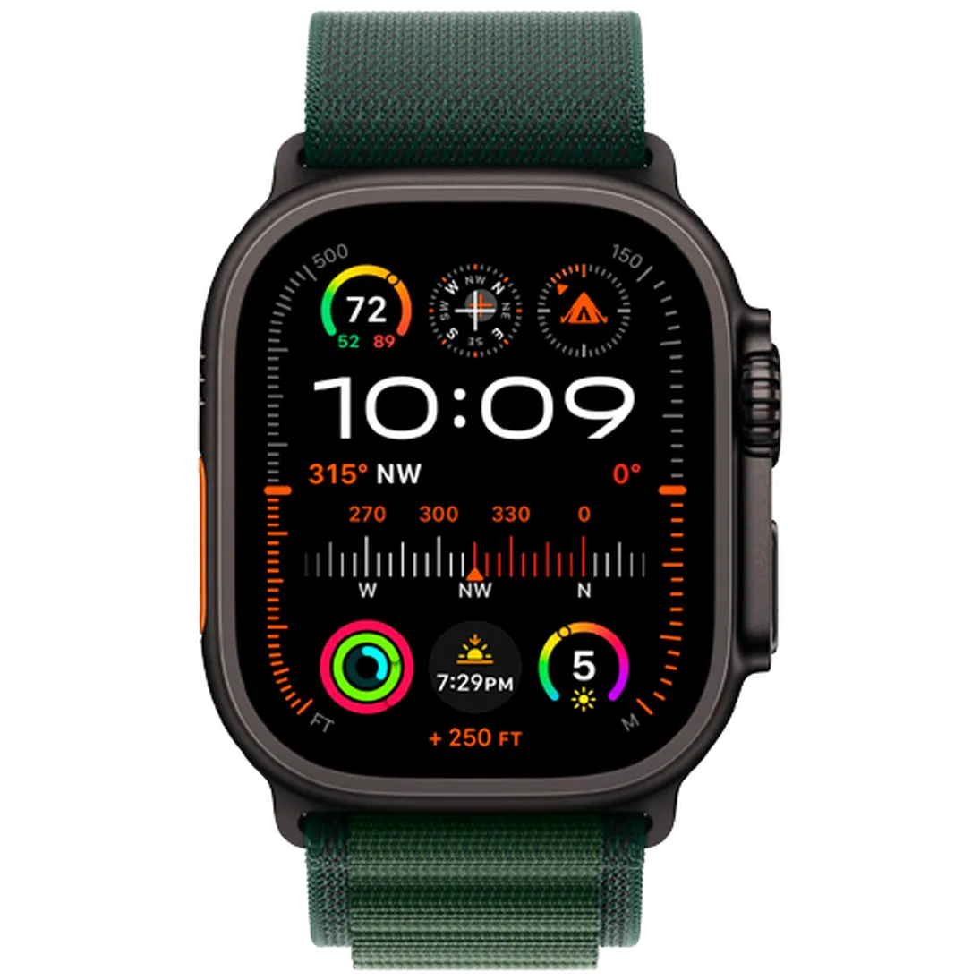 Pametni sat APPLE Watch Ultra 2 Black, Dark Green Nylon Strap S (MX4Q3NF/A)