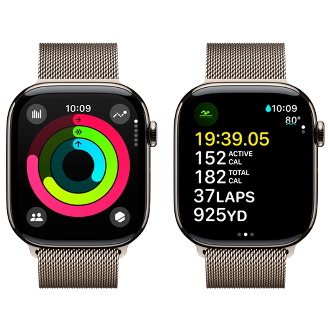 Pametni sat APPLE Watch S10 4G 46mm Natural Titanium, Beige Milanese Strap M/L (MWYC3QF/A)