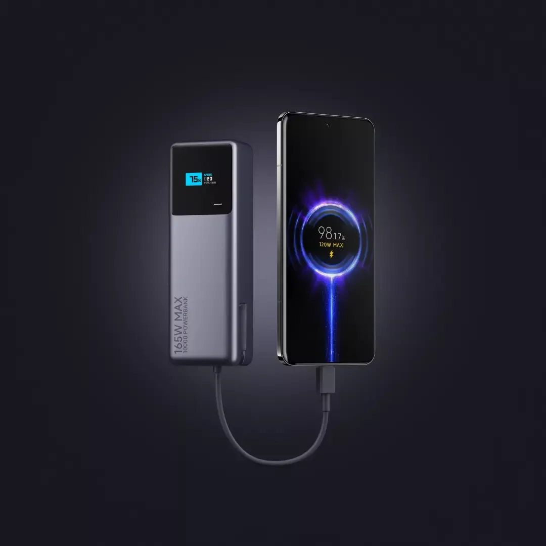 Prijenosna baterija XIAOMI 165W, 10000mAh (Integrated Cable), USB-C, ljubičasta