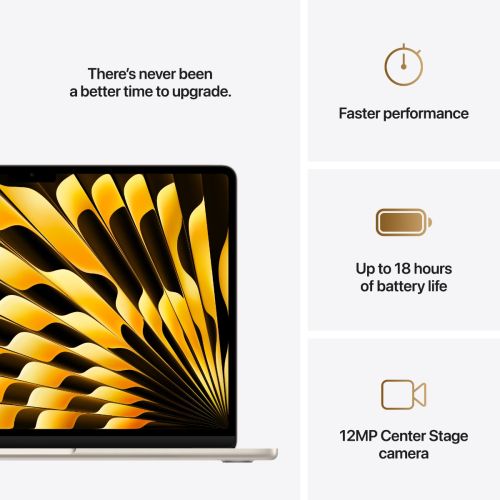 Laptop APPLE MacBook Air (2025) 13.6", M4, 10C/8G, 16/256GB, Starlight, IT KB (MW0Y3)