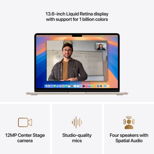Laptop APPLE MacBook Air (2025) 13.6", M4, 10C/8G, 16/256GB, Starlight, IT KB (MW0Y3)