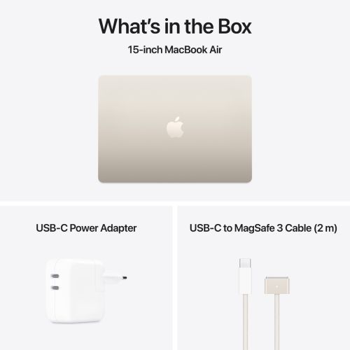 Laptop APPLE MacBook Air (2025) 15.3", M4, 10C/10G, 16/256GB, Starlight, IT KB (MW1J3)