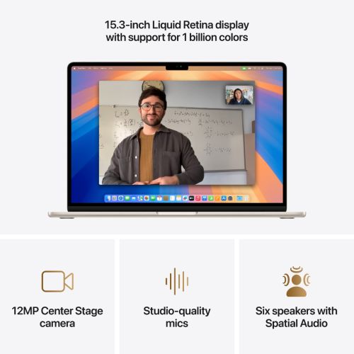 Laptop APPLE MacBook Air (2025) 15.3", M4, 10C/10G, 16/256GB, Starlight, IT KB (MW1J3)