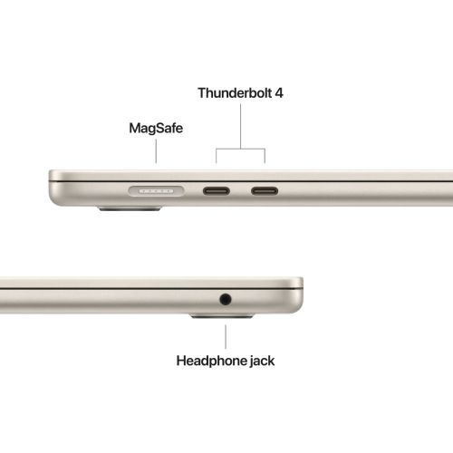 Laptop APPLE MacBook Air (2025) 15.3", M4, 10C/10G, 16/256GB, Starlight, IT KB (MW1J3)