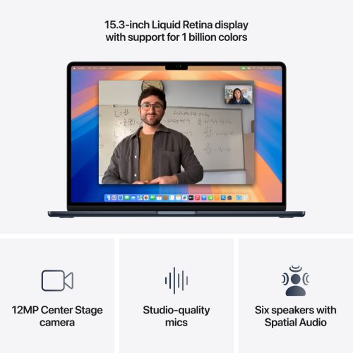 Laptop APPLE MacBook Air (2025) 15.3", M4, 10C/10G, 24/512GB, Midnight, IT KB (MC6L4)