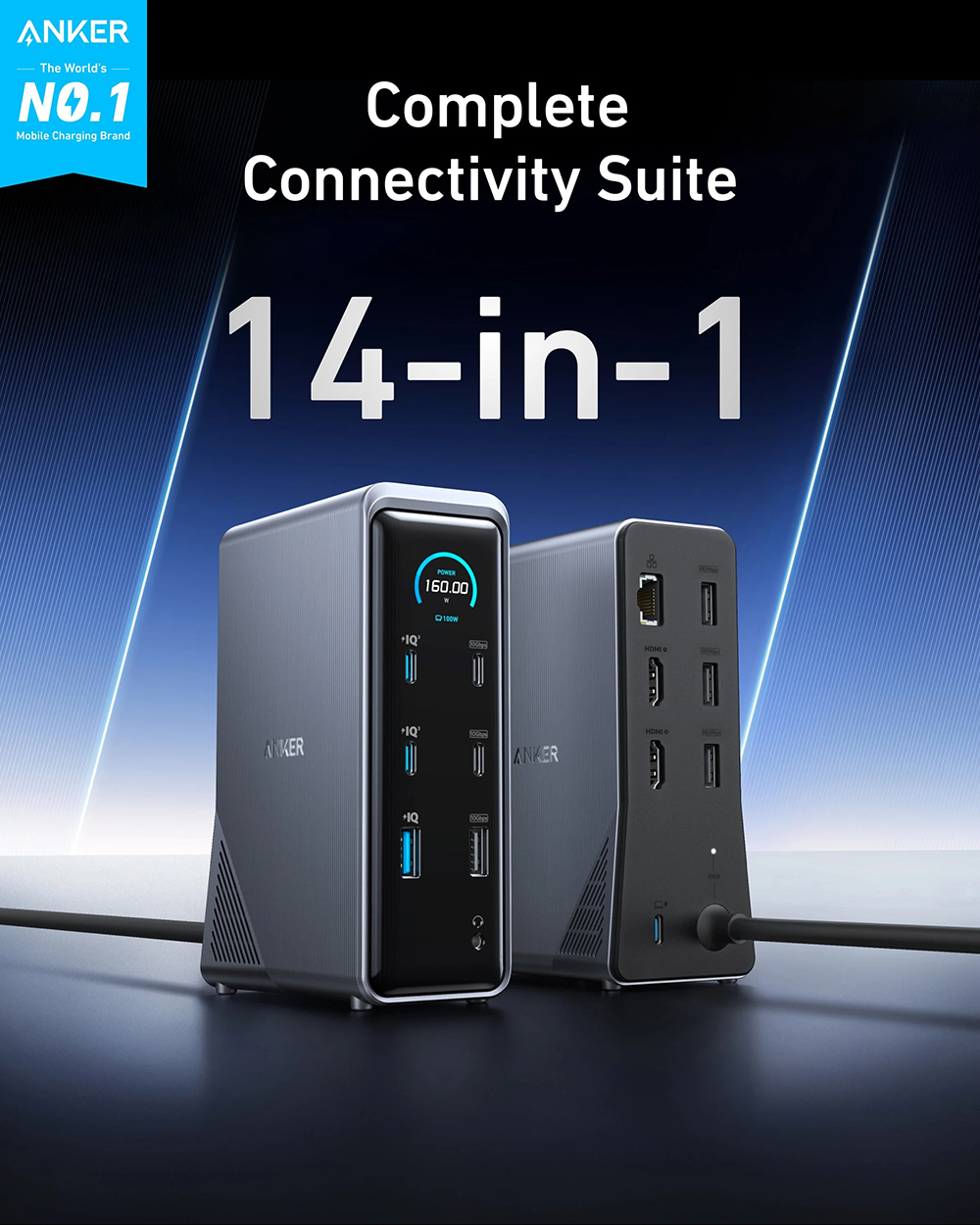 Stanica za punjenje ANKER Prime, 160W, 14u1