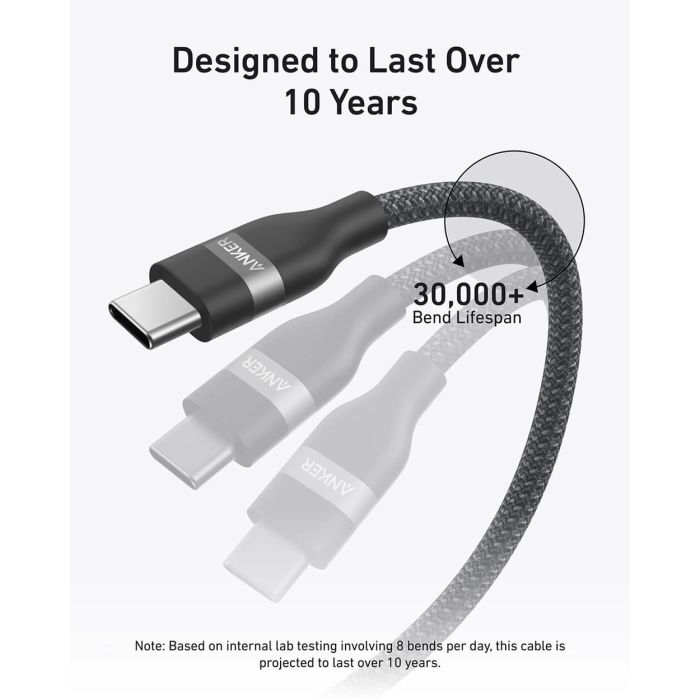 Kabel ANKER USB-C na USB-C, opleteni, 240W, 1,8m, crni (knit)