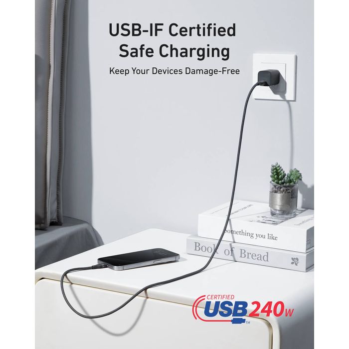 Kabel ANKER USB-C na USB-C, opleteni, 240W, 1,8m, crni (knit)