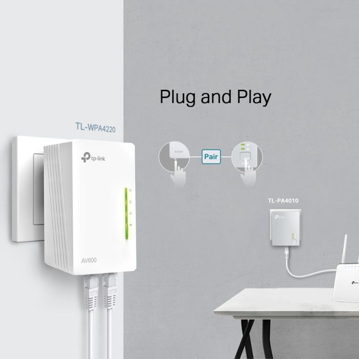 Adapter kit TP-LINK TL-WPA4220, Powerline 600, Wi-Fi, 3 kom