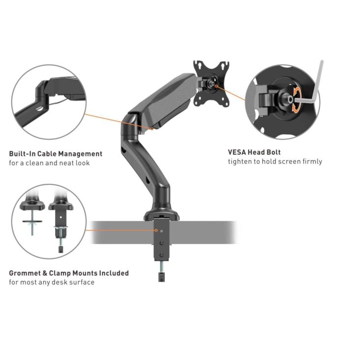 Stol VONHAUS, pojedinačni, do 27", s USB 3.0, plinski amortizer