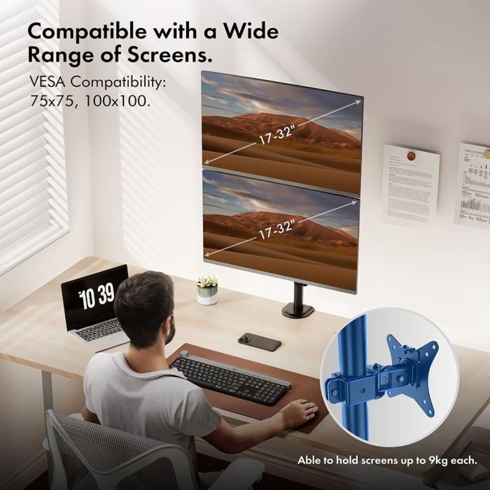 Nosač za monitor VONHAUS, stolni, dvostruki, do 32", vertikalni