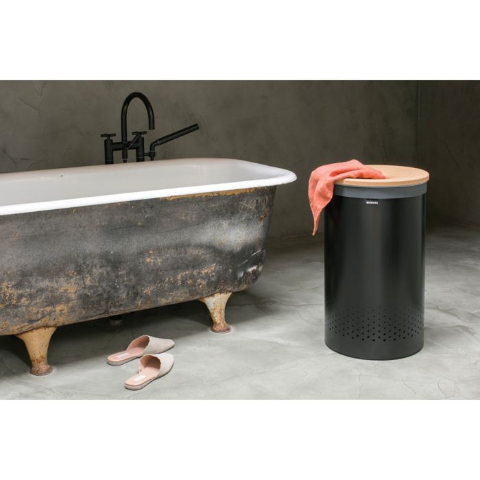 Košara za rublje BRABANTIA, 60L, okrugla, crna