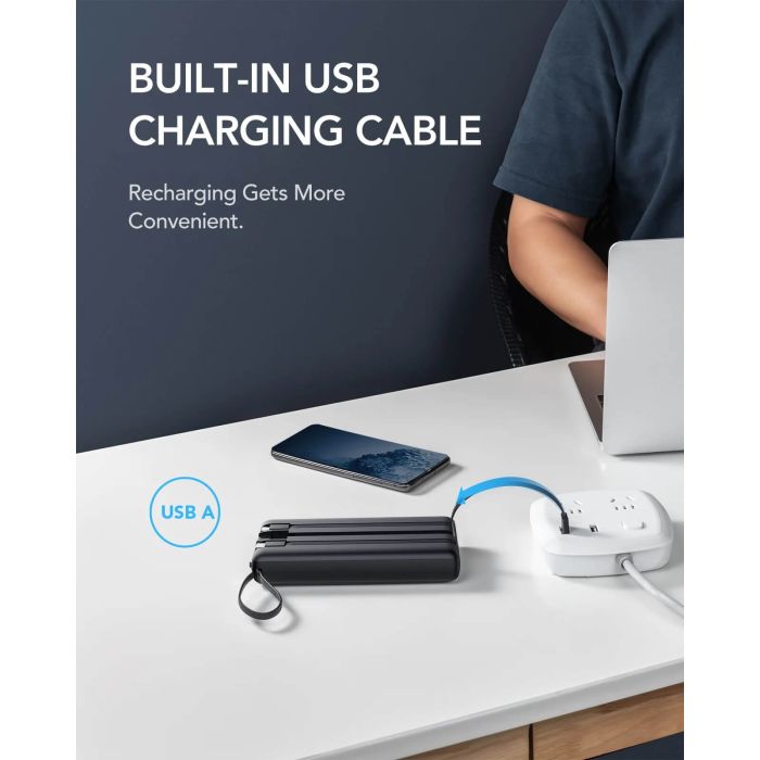 Powerbank VEGER, s ugrađenim C20 kablovima, 20.000 mAh, crni Powerbank VEGER, s ugrađenim C20 kablovima, 20.000 mAh, crni