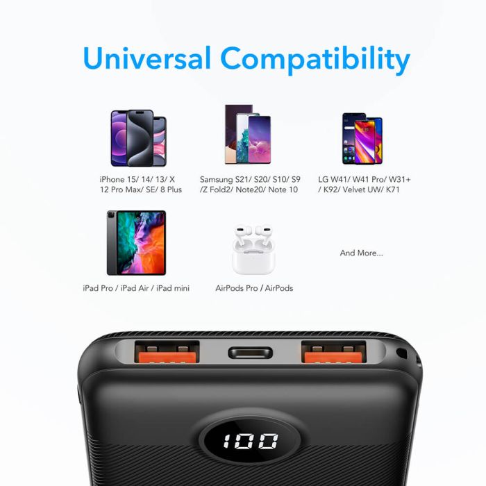 Powerbank VEGER L10S 10.000 mAh, LCD ekran, crni Powerbank VEGER L10S 10.000 mAh, LCD ekran, crni