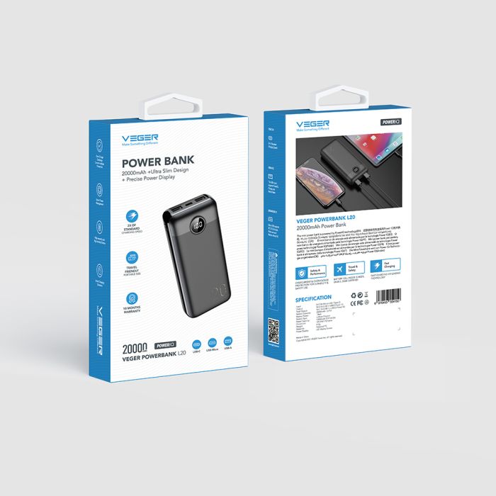 Powerbank VEGER L20s 20.000 mAh, bijeli Powerbank VEGER L20s 20.000 mAh, bijeli