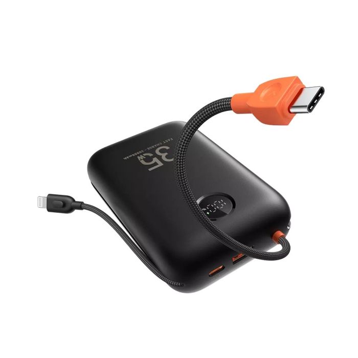 Powerbank VEGER, s ugrađenim kablovima, 30.000 mAh, crni Powerbank VEGER, s ugrađenim kablovima, 30.000 mAh, crni