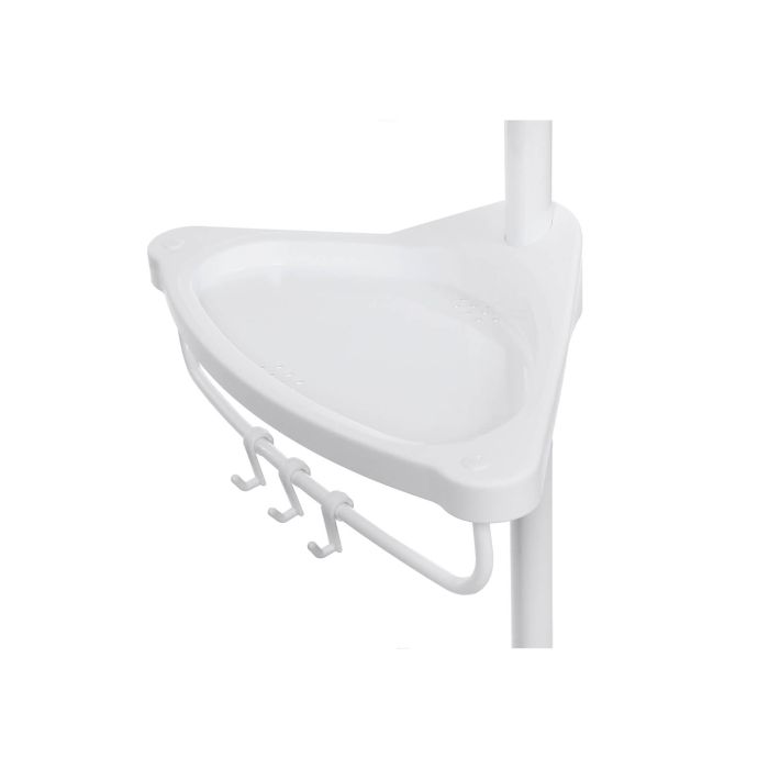 Kutni teleskopski stalak za kupaonicu SONGMICS, s policama, bijeli, 85–305 cm