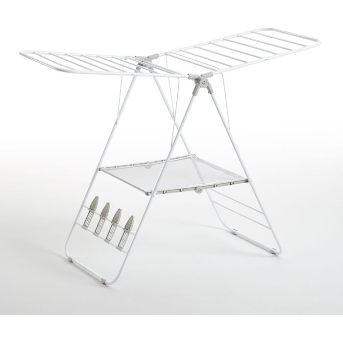 Stalak za sušenje rublja RAYEN, višenamjenski, čelični, bijelo-sivi, 145×61×98 cm