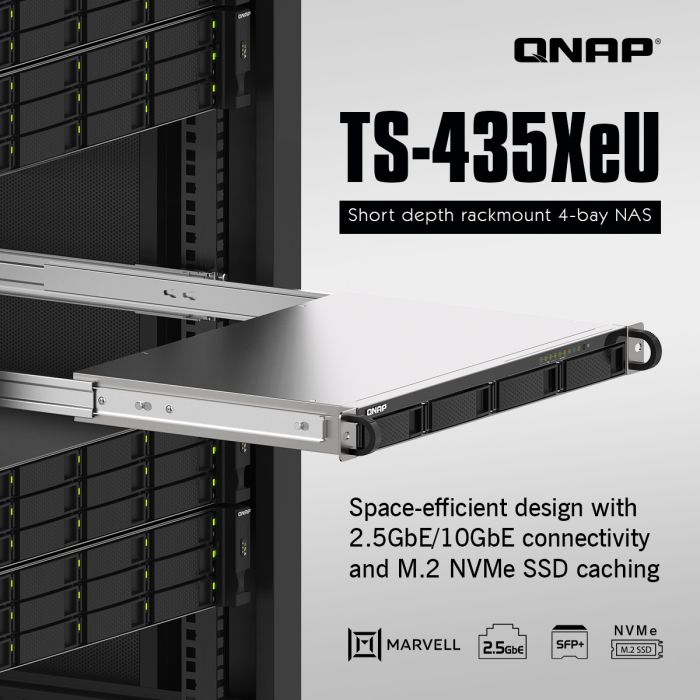 NAS server QNAP rack 1U short, 4GB RAM, mreža 10Gb NAS server QNAP rack 1U short, 4GB RAM, mreža 10Gb