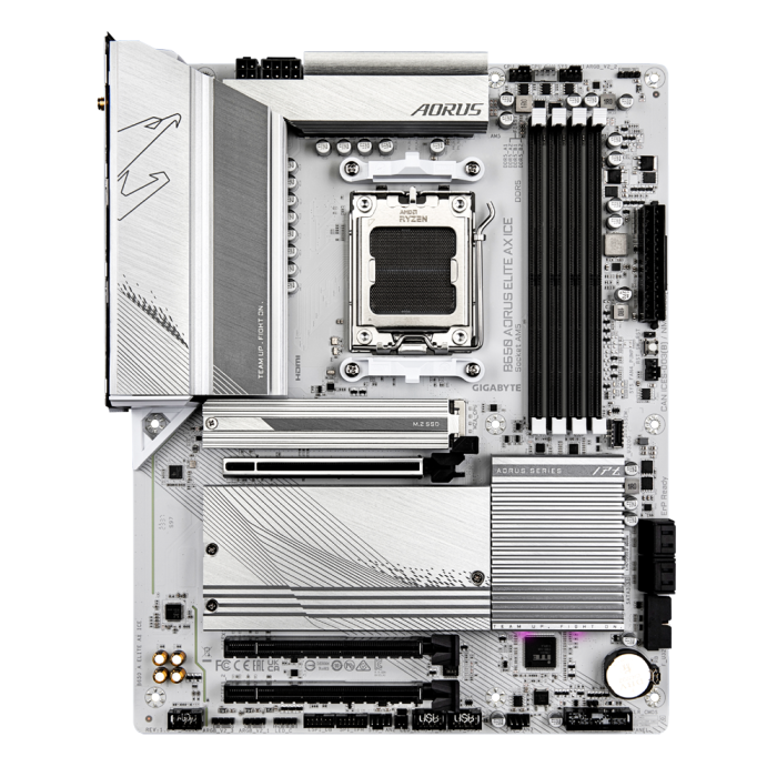 Matična ploča GIGABYTE B650 AORUS ELITE AX ICE, DDR5, SATA3, USB 3.2 Gen2x2, DP, 2.5GbE, WiFi 6E, AM5, ATX