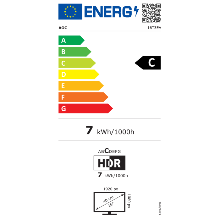 Monitor AOC 16T3EA, 15,6", IPS FHD, 60Hz Monitor AOC 16T3EA, 15,6", IPS FHD, 60Hz
