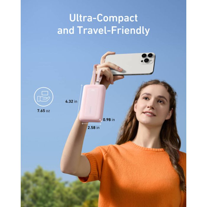 Powerbank ANKER Zolo 10.000mAh, 30W s integriranim USB-C i Lightning kabelima, bijeli Powerbank ANKER Zolo 10.000mAh, 30W s integriranim USB-C i Lightning kabelima, bijeli