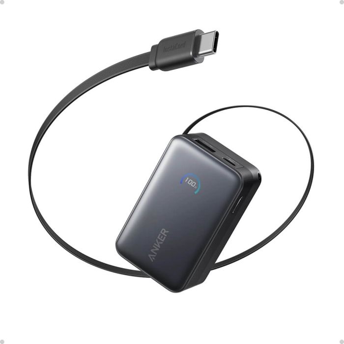 Powerbank ANKER Nano 10.000mAh, 45W s integriranim USB-C kabelom, crni