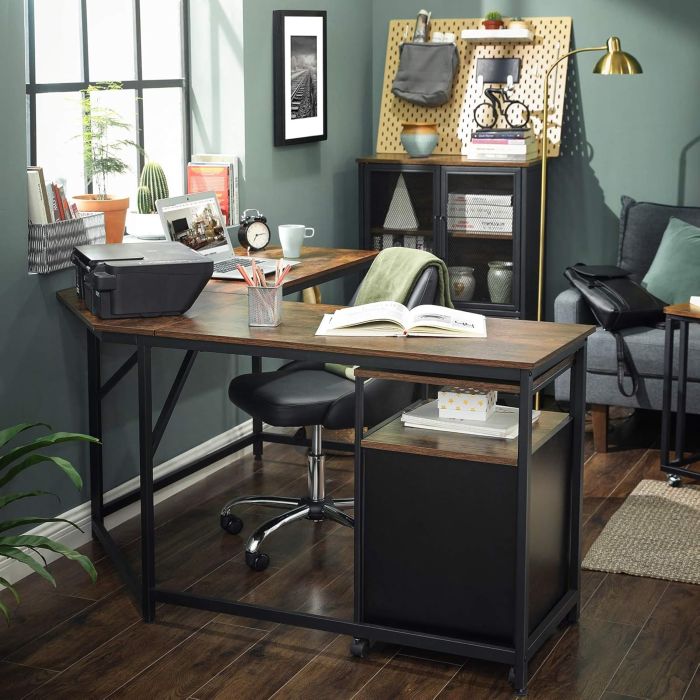 Stol VASAGLE, računalni, L-oblikovan, rustikalno smeđi Stol VASAGLE, računalni, L-oblikovan, rustikalno smeđi