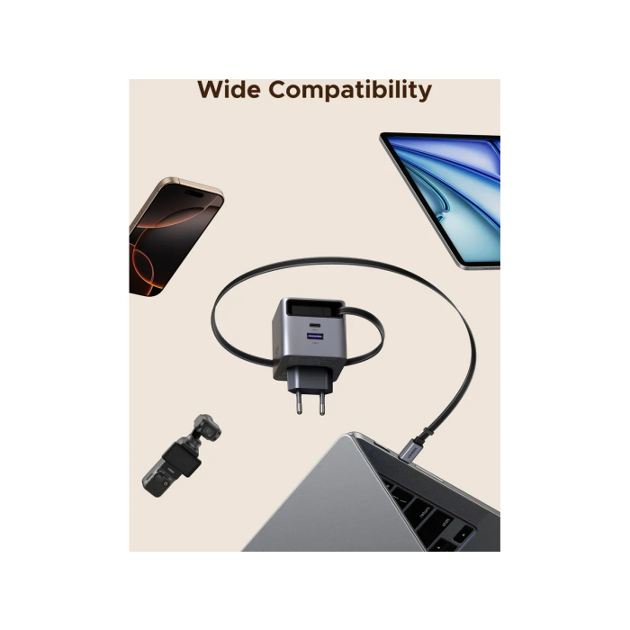 Punjač UGREEN Retractable, GaN, USB-C, 65W Punjač UGREEN Retractable, GaN, USB-C, 65W