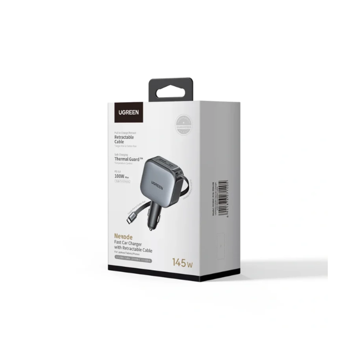 Punjač UGREEN za auto, 145W, s ugrađenim USB-C kabelom