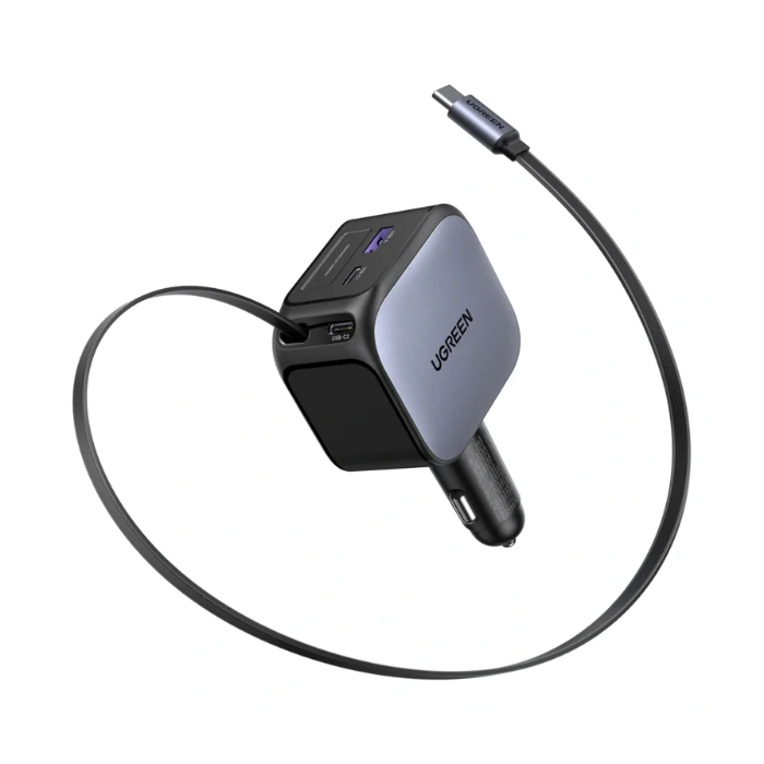 Punjač UGREEN za auto, 145W, s ugrađenim USB-C kabelom