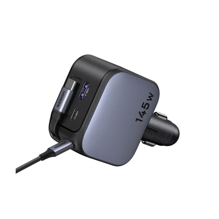 Punjač UGREEN za auto, 145W, s ugrađenim USB-C kabelom