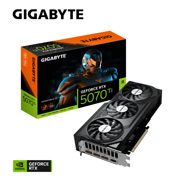 Grafička kartica GIGABYTE GeForce RTX 5070 Ti WINDFORCE OC V2 16G, 16GB GDDR7, PCI-E 5.0