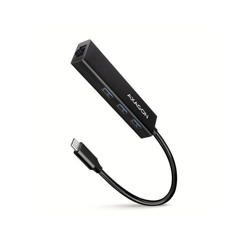 Axagon Hub HMC-GL3A, 3xUSB-C + Gigabit LAN, kabel 0.2m