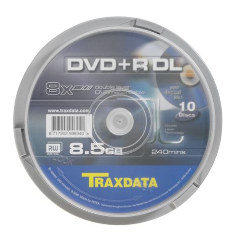 Traxdata DVD+R DL medij, 8.5GB, 8x, 10 kom, cake