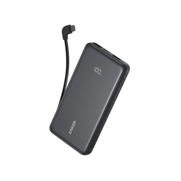 Prijenosna baterija ANKER Zolo, 10.000mAh, 22.5W, s ugrađenim USB-C kabelom, crna
